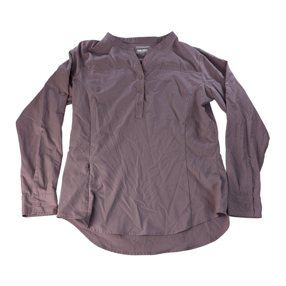 Columbia Shirt Womens Large Henley Omni-Shade Hiking Outdoor Lightweight Purple